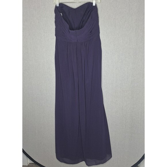 💙 David's Bridal Plum Chiffon Strapless Maxi Dress Size 12 Formal, bridesmaid, - Picture 8 of 8